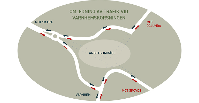 KAarta över trafikflöde vid omledningen