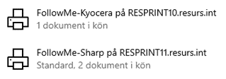 Exempel på hur val av skrivare ser ut.