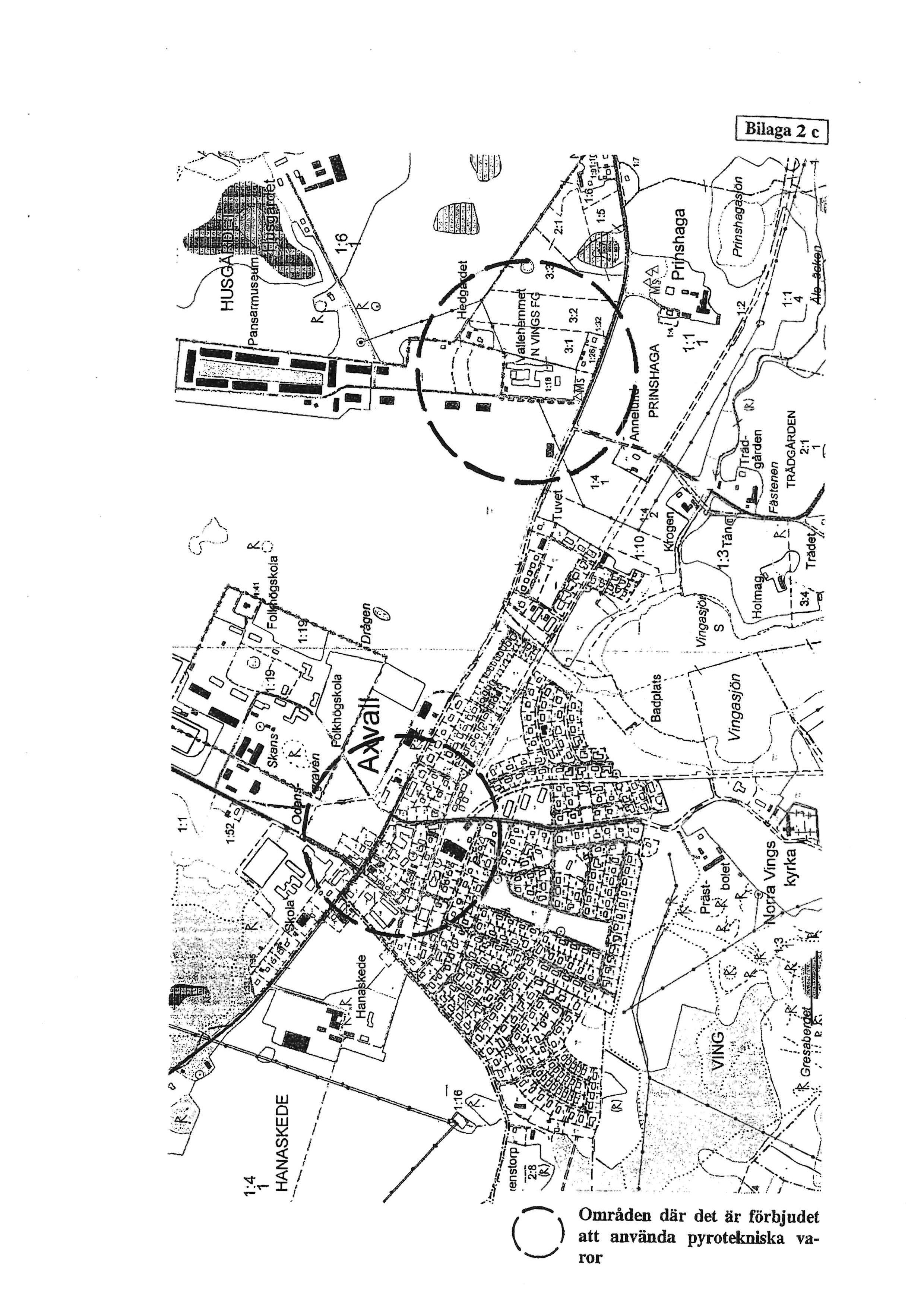 Bilaga 2 c: karta över områden där det är förbjudet att använda pyrotekniska varor, Axvall